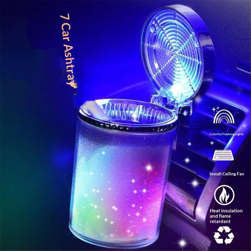 2-pack portable car ashtray with LED light — view 4