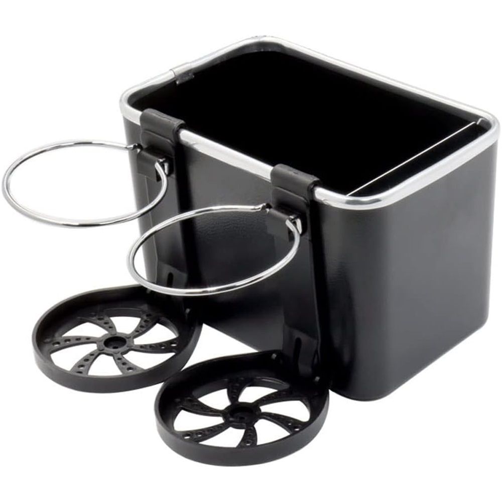 Car armrest storage box with cup holders — view 2