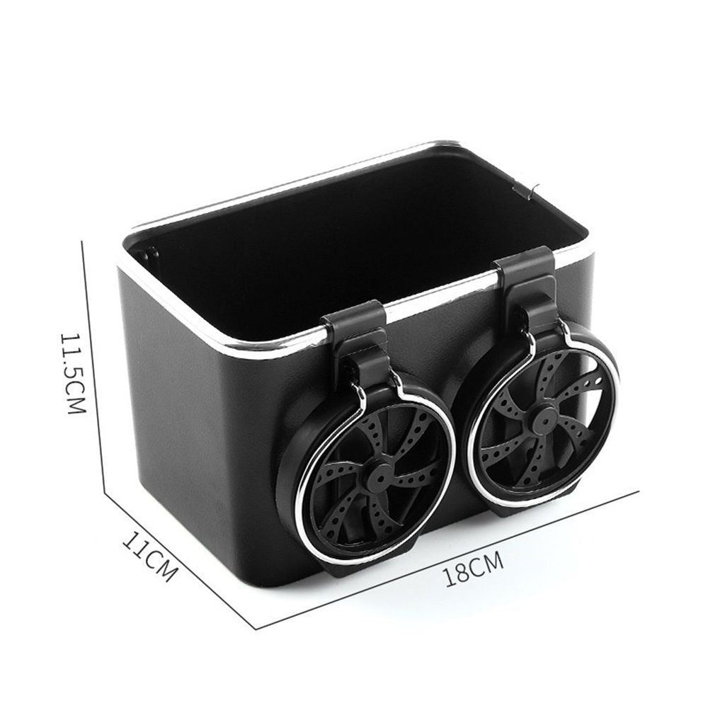 Car armrest storage box with cup holders — view 3