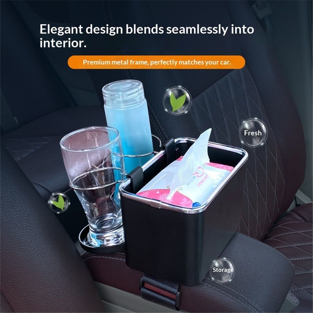 Car armrest storage box with cup holders — view 4