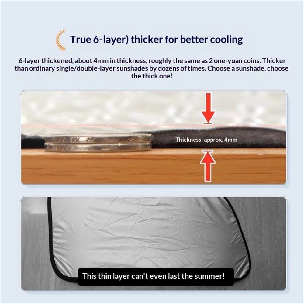 6-layer foldable car sun shade 145x80cm — view 4