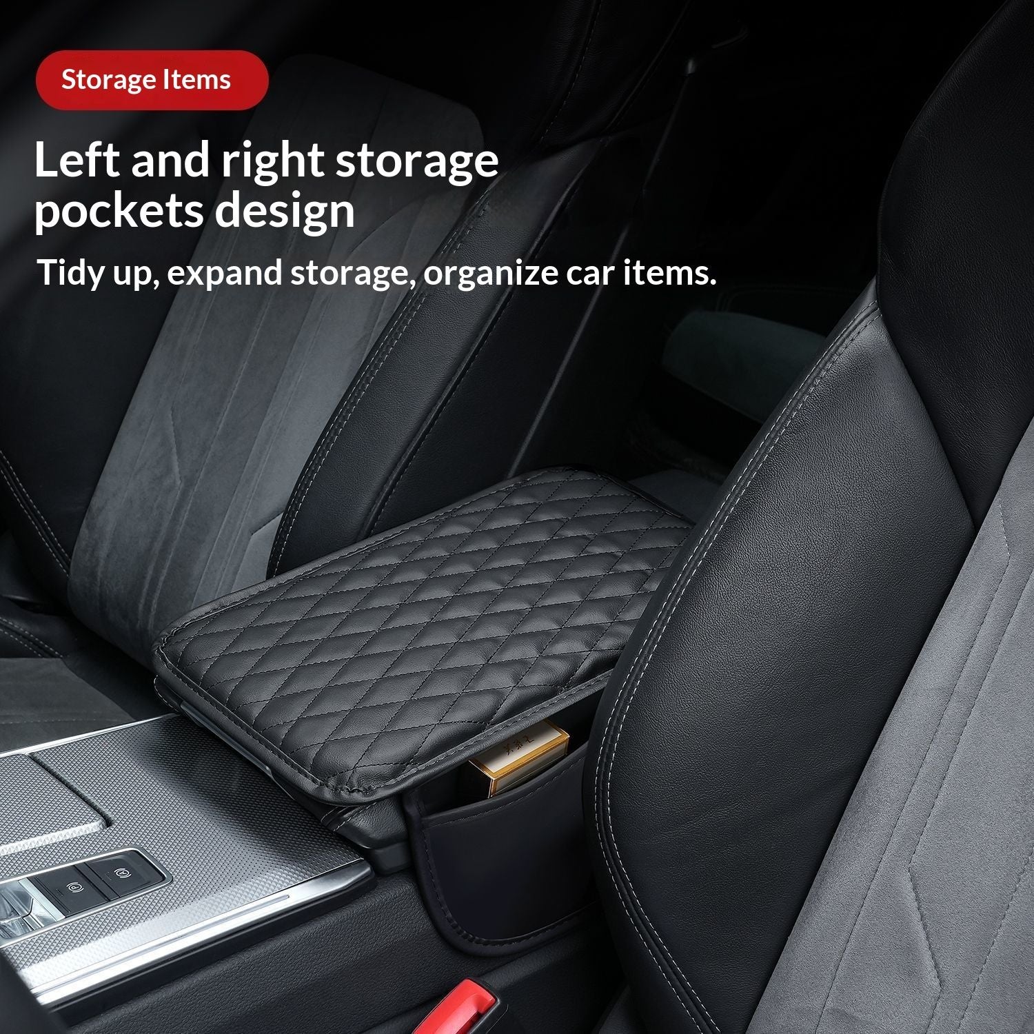 Car centre console armrest cushion black — view 3
