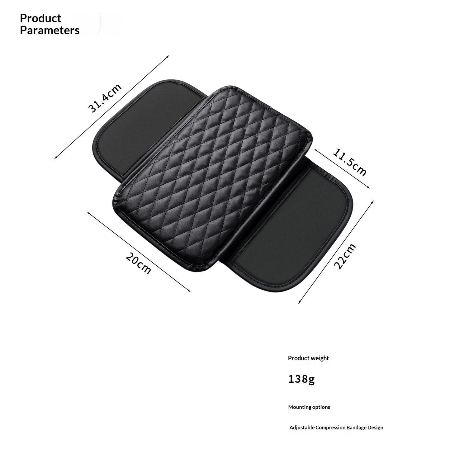 Car centre console armrest cushion black — view 5