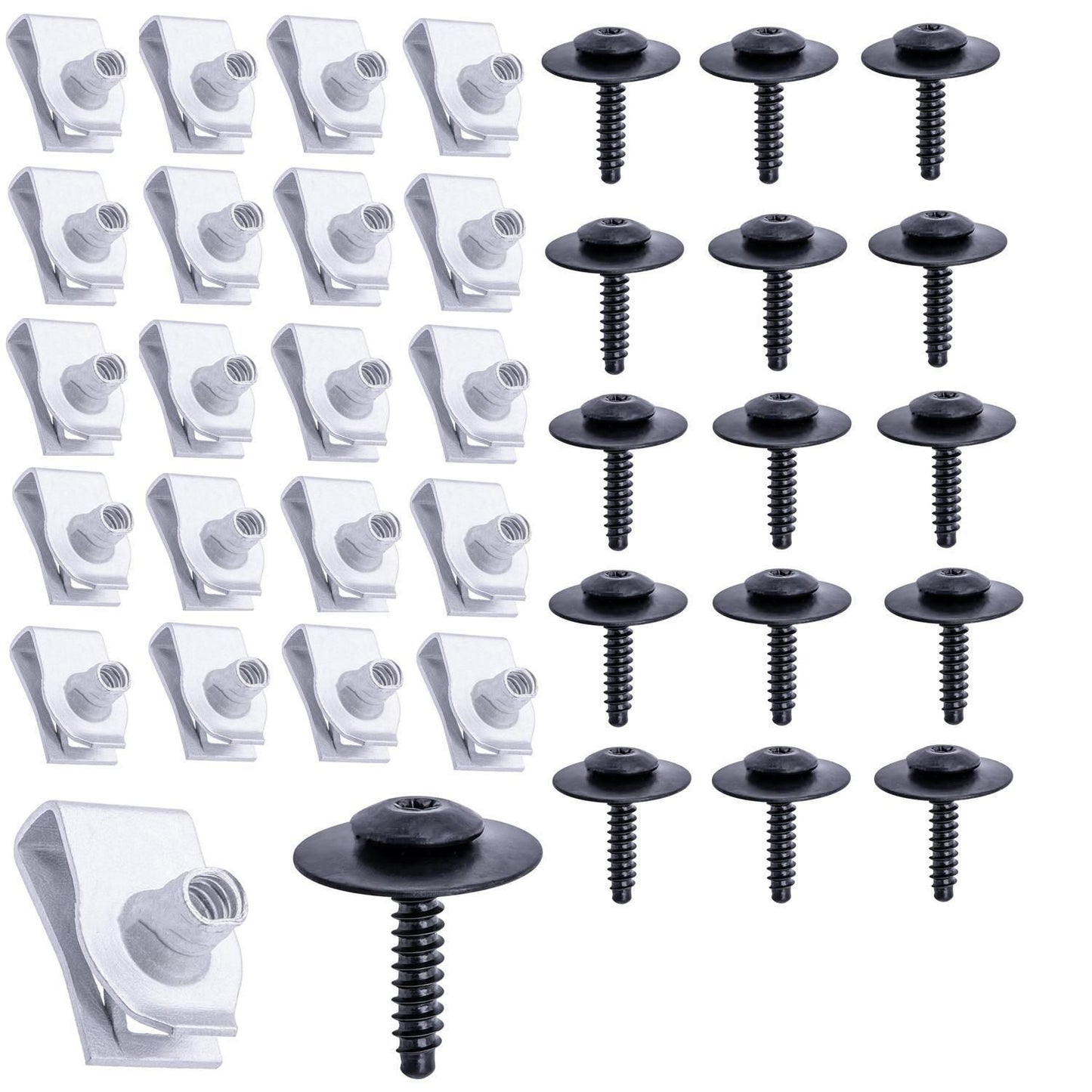 20-piece car bumper screws and U-nuts — view 2