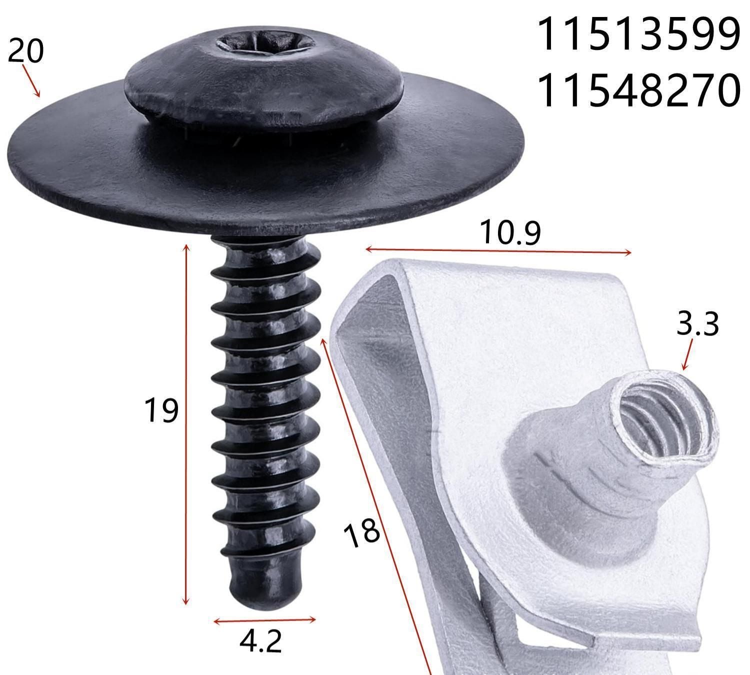 20-piece car bumper screws and U-nuts — view 4