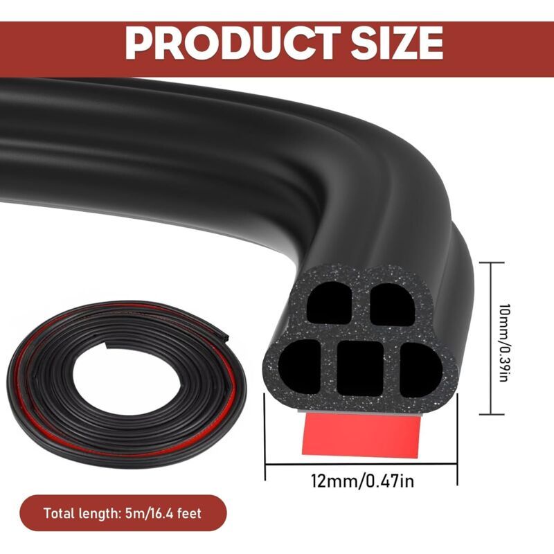 Self-adhesive car door rubber gasket 5m — view 3