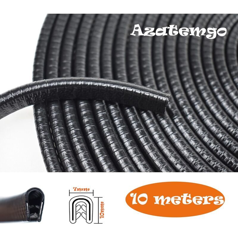 Black U-shape car door edge seal 10m — view 3