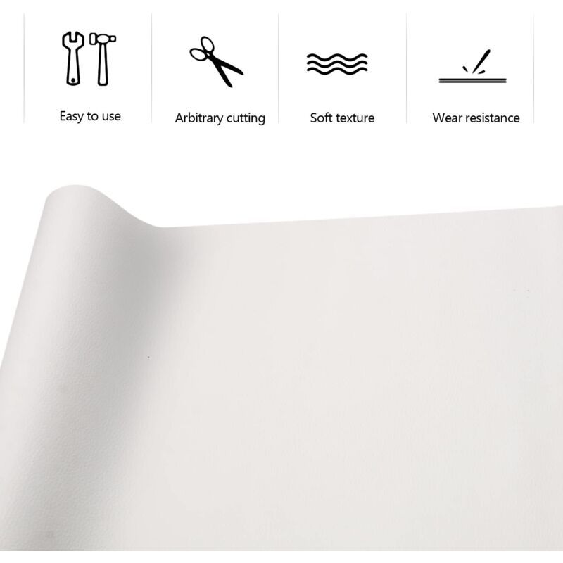 White faux leather repair patch 150x40cm — view 4