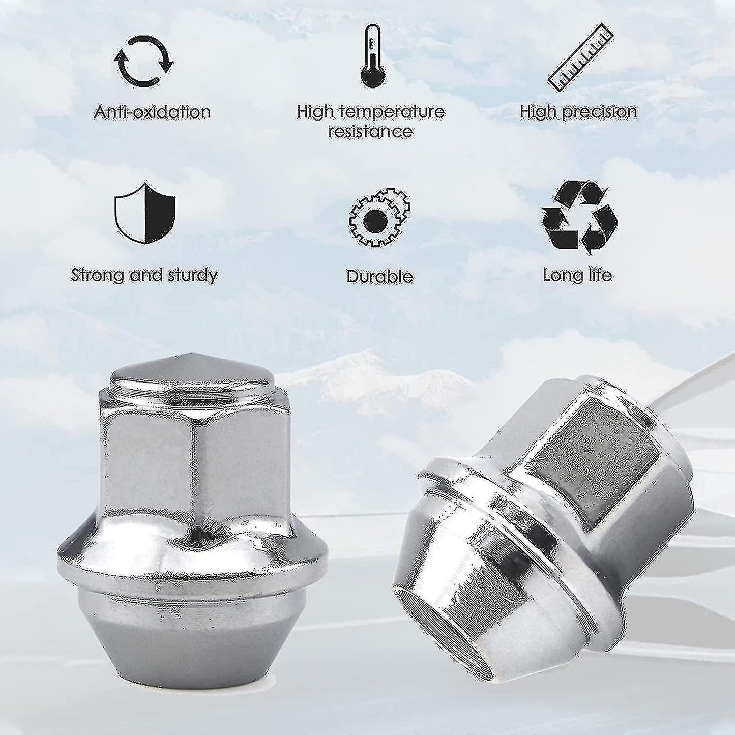 Silver aluminium wheel nuts M12x1.5 Ford — view 3