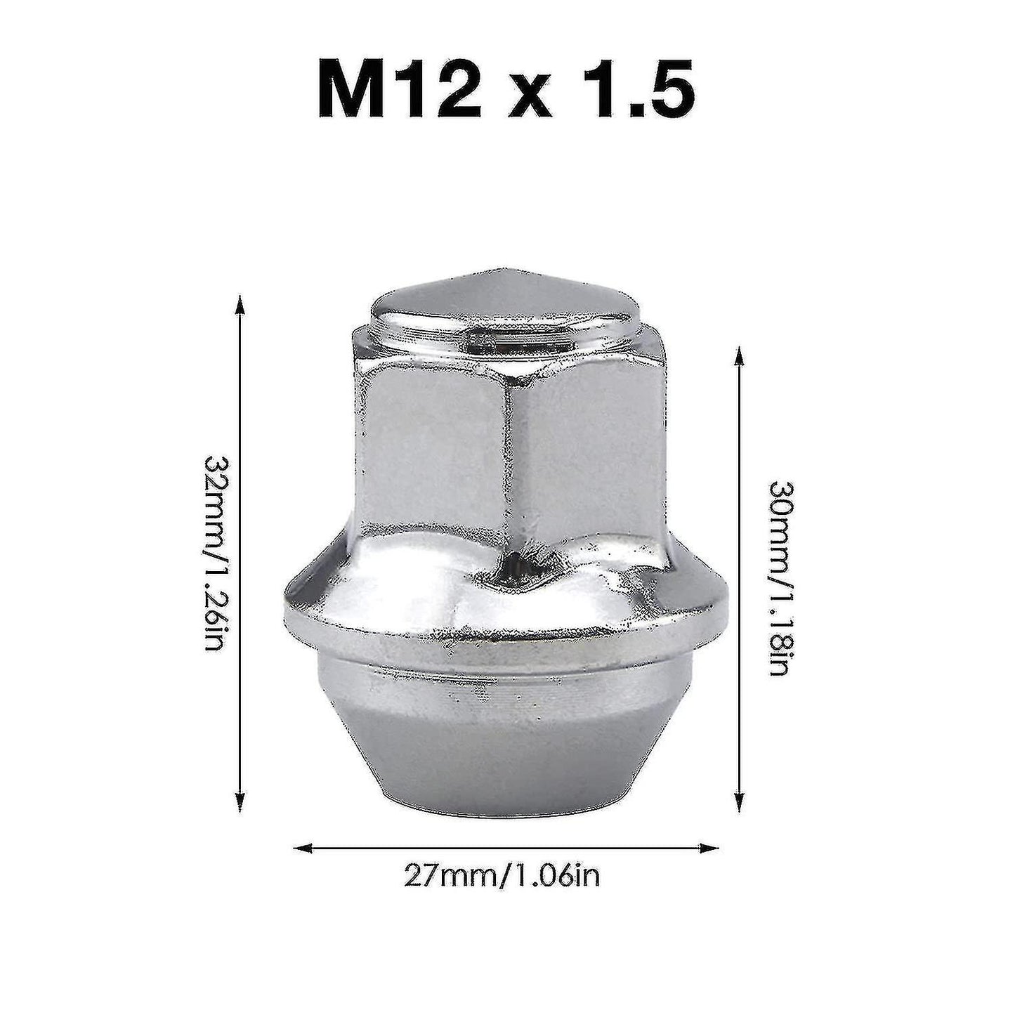 Silver aluminium wheel nuts M12x1.5 Ford — view 5