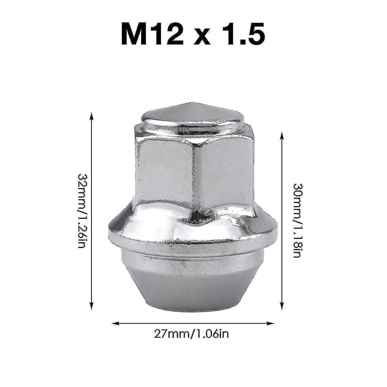 Silver aluminium wheel nuts M12x1.5 Ford — view 5