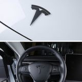 3x matte black T-logo emblem Tesla Model Y — view 5