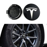 4 pack Tesla centre caps black silver — view 3