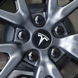 4 pack Tesla centre caps black silver — view 5