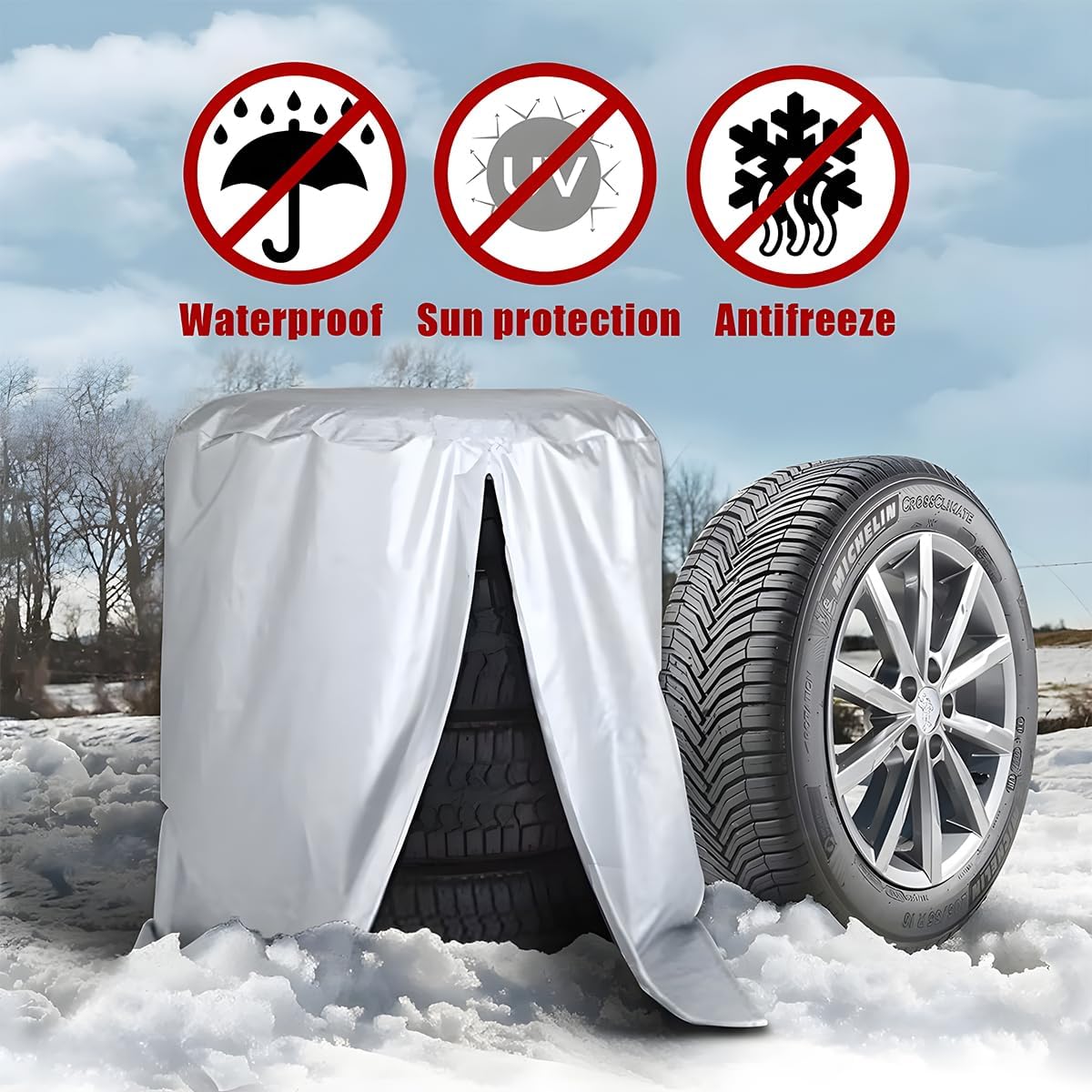 Universal silver tyre storage cover for 4 tyres — view 5