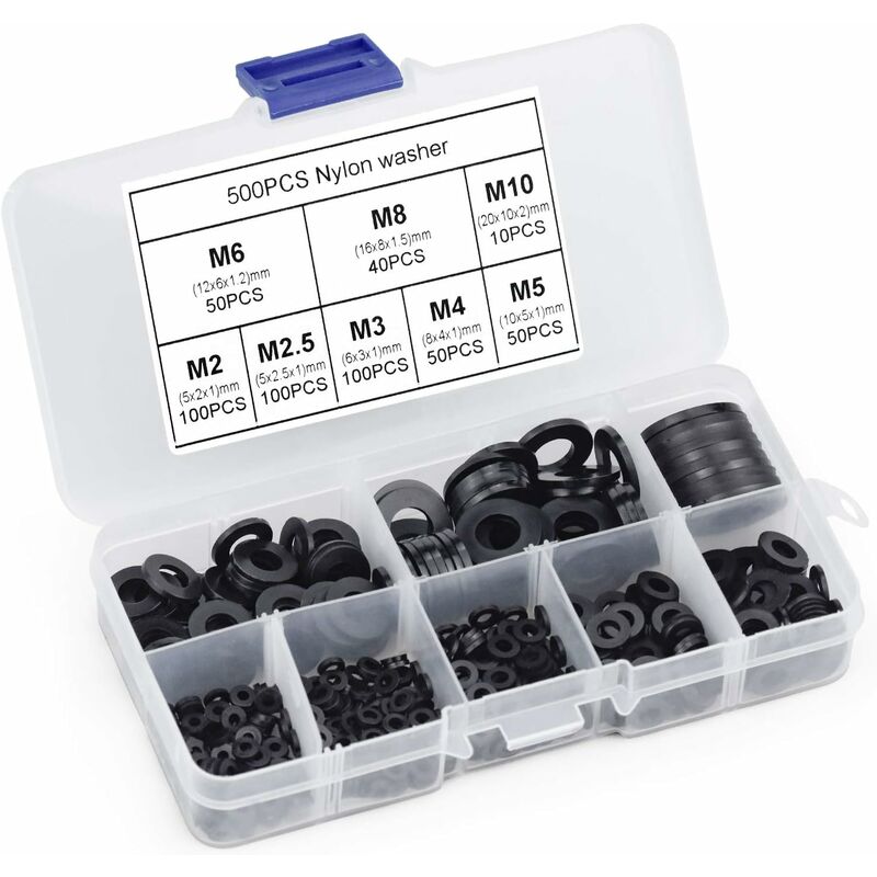500 pcs black plastic lock washers M2.5-M10 — view 5