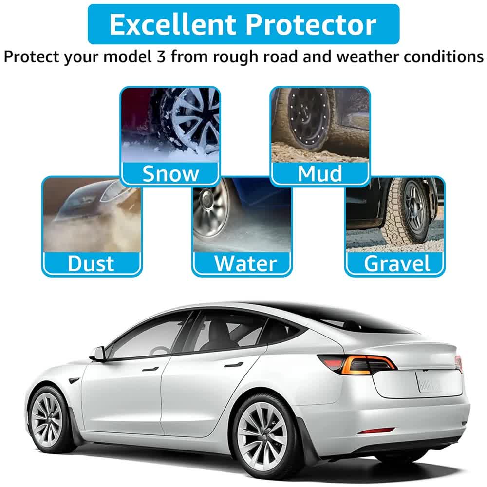Tesla Model 3 mudguard fender kit white — view 5
