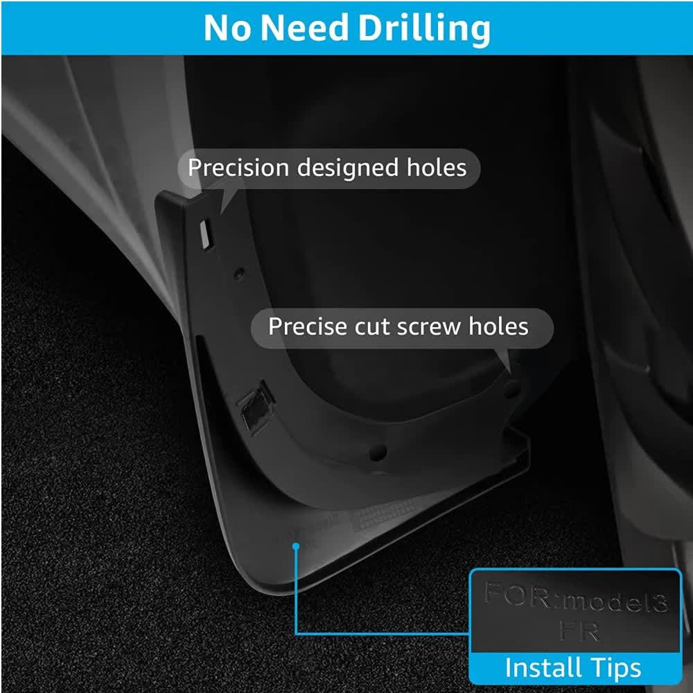 Tesla Model 3 mudguard fender kit white — view 7
