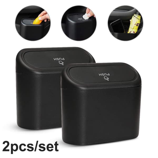 2 pack small waterproof car bin with lid — view 2