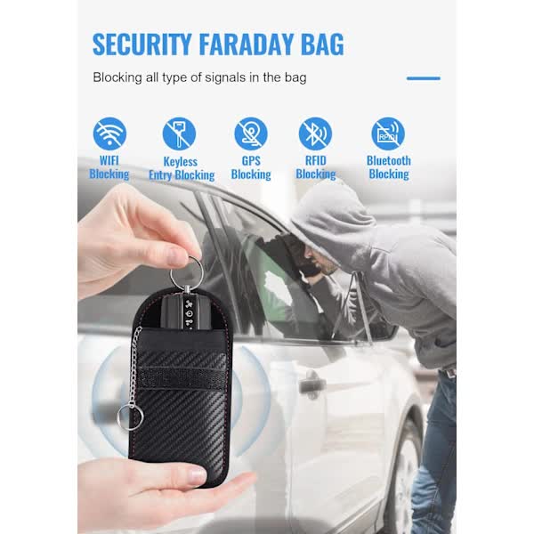 2 pack Faraday signal blocking car key case — view 3