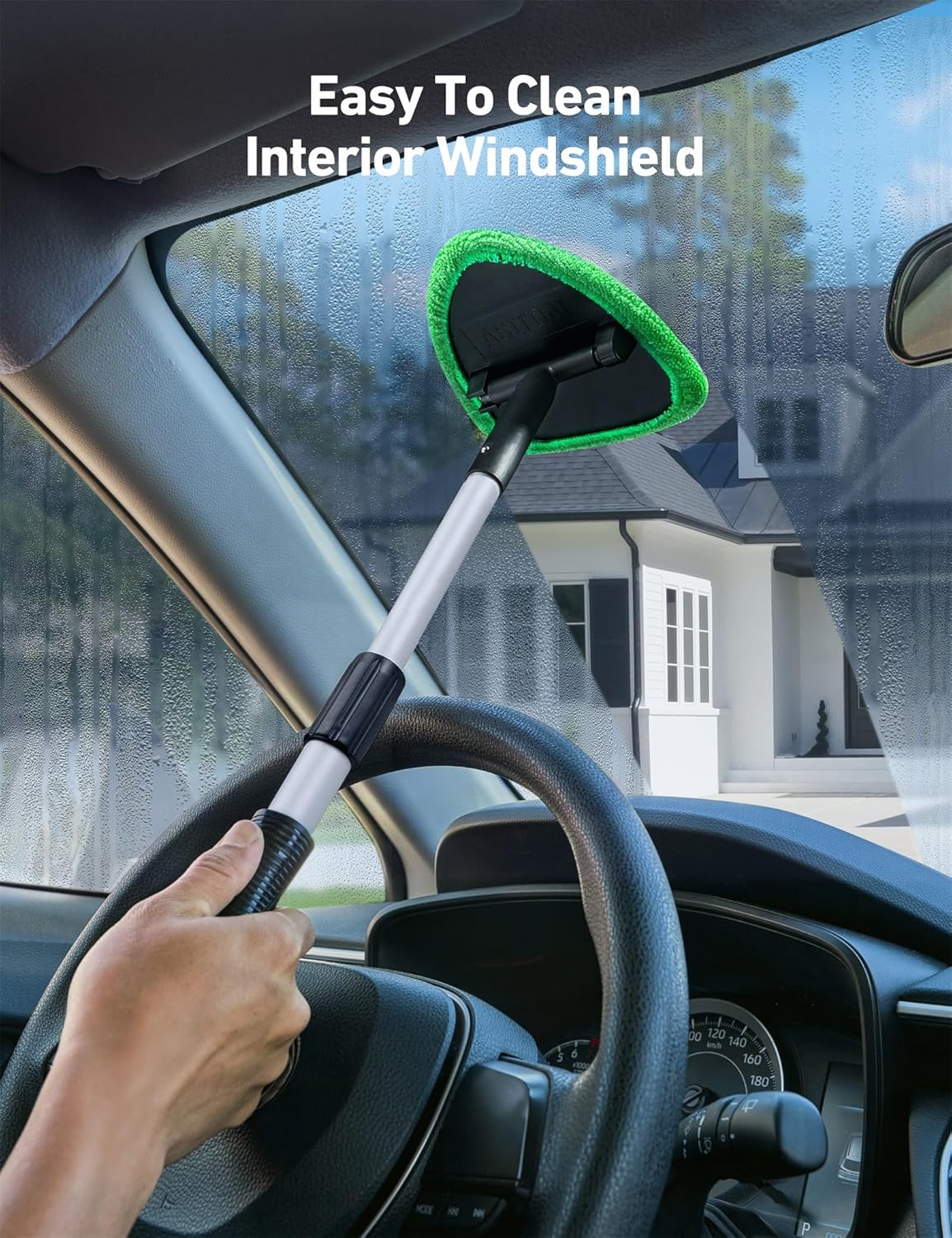 Green car windscreen cleaning tool — view 5