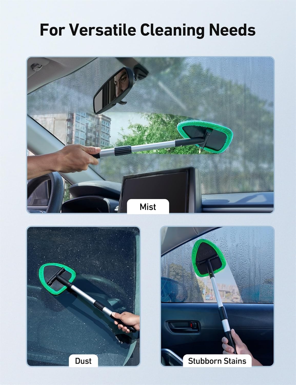Green car windscreen cleaning tool — view 7