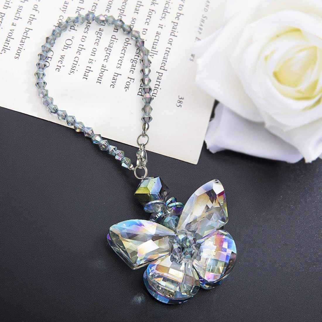 Crystal Glass Butterfly Car Key Charm Mirror — view 2