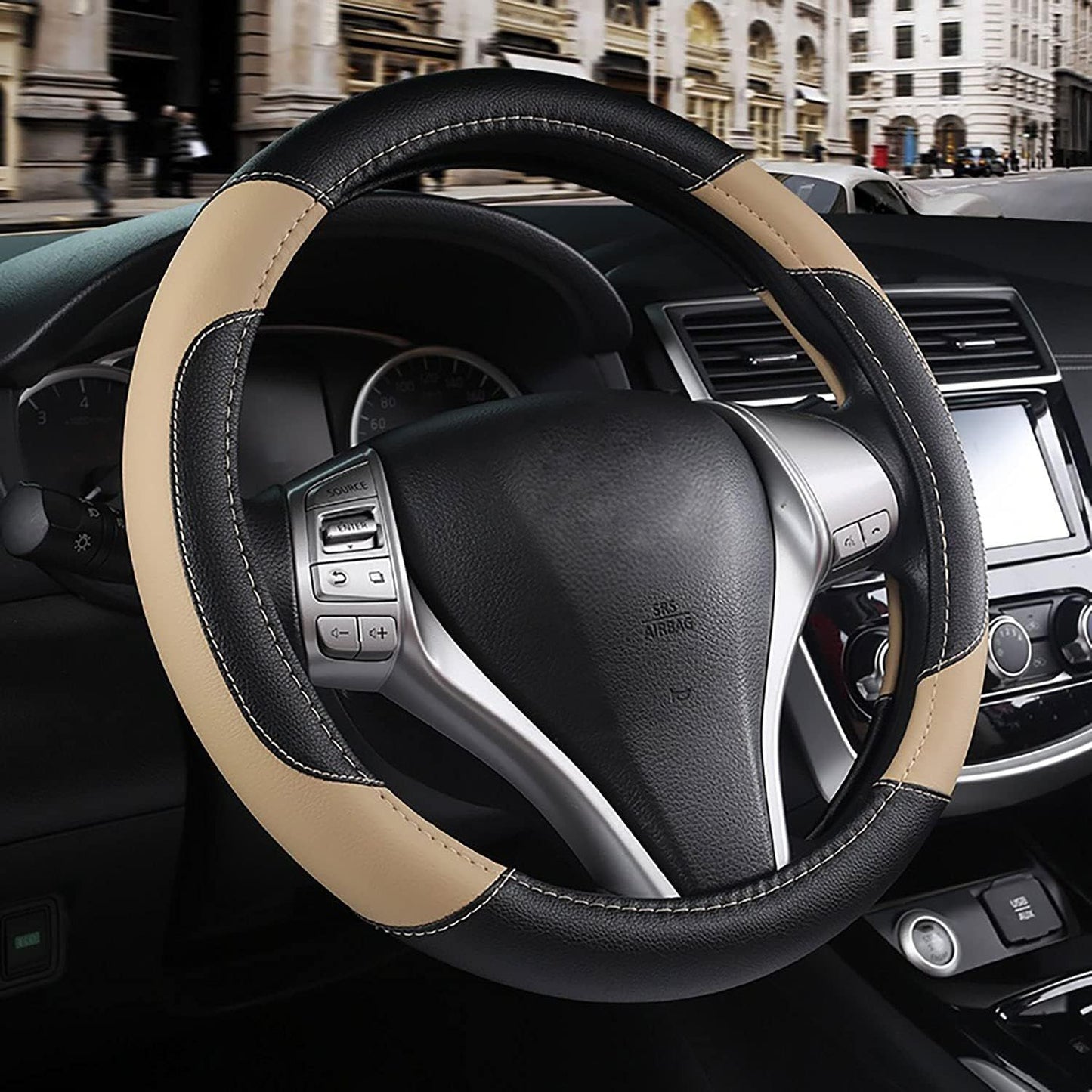 Leather Car Steering Wheel Cover — view 2