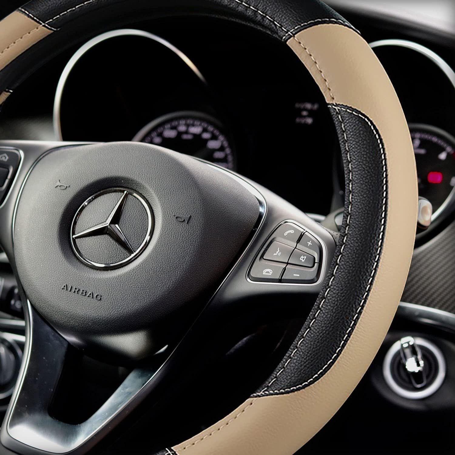 Leather Car Steering Wheel Cover — view 3
