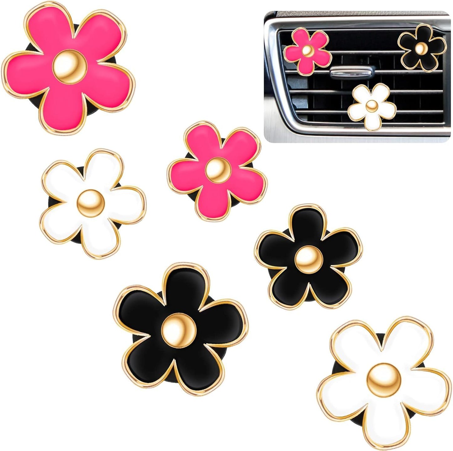 6 Pcs Daisy Flower Air Vent Clip — view 2