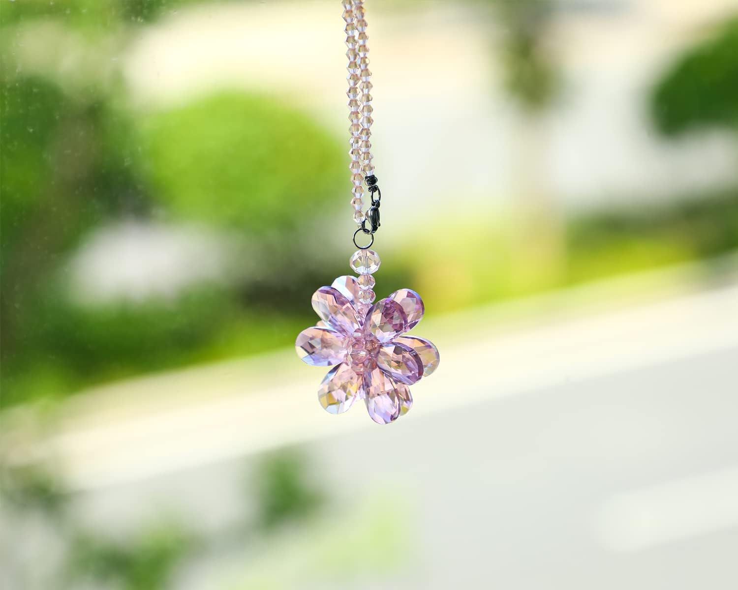 Crystal Flower Car Rear View Mirror Pendant — view 2