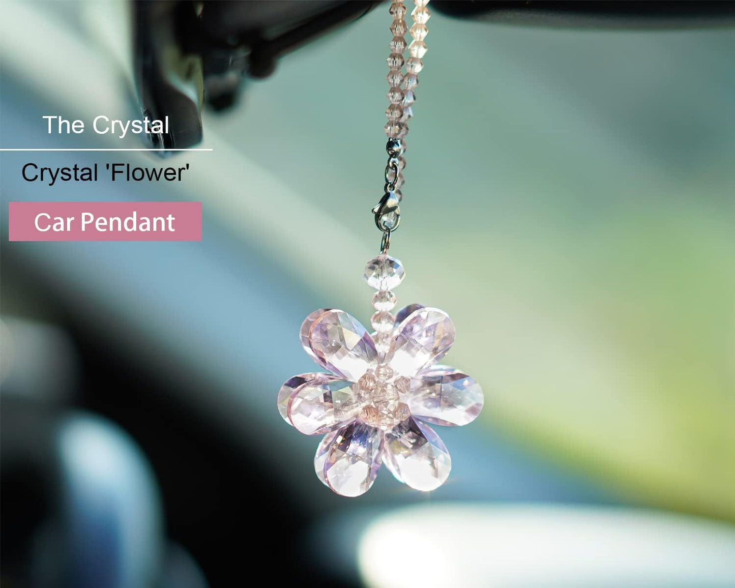 Crystal Flower Car Rear View Mirror Pendant — view 6