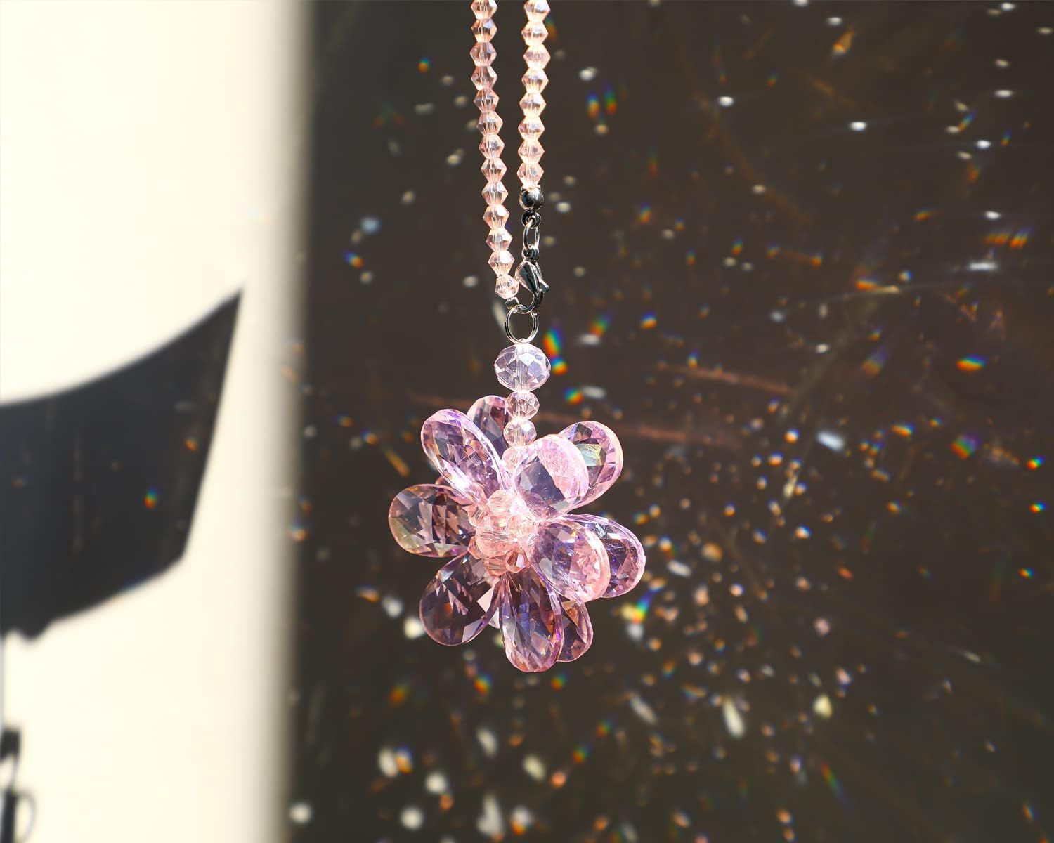 Crystal Flower Car Rear View Mirror Pendant — view 7