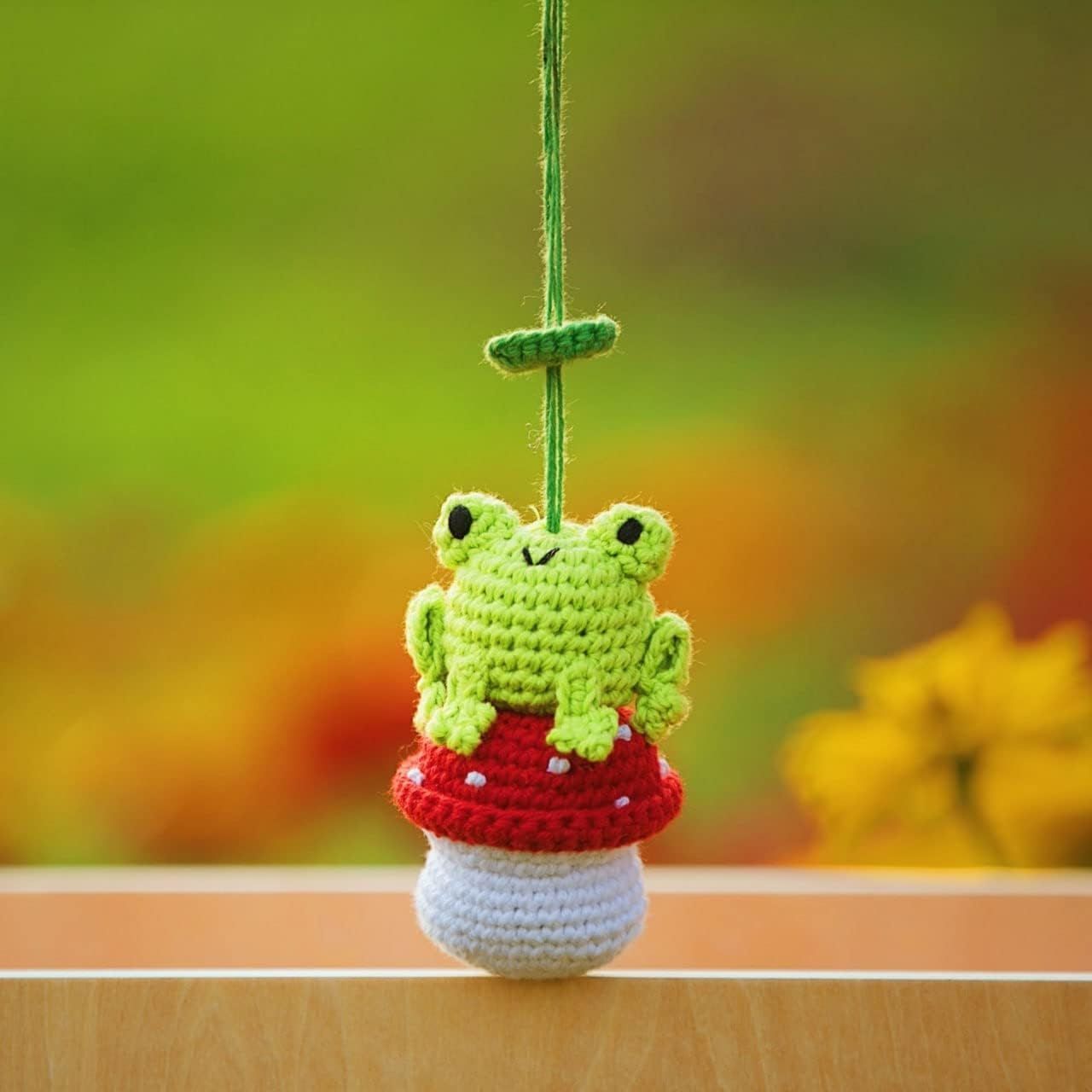 Crochet Frog and Mushroom Ornament — view 2