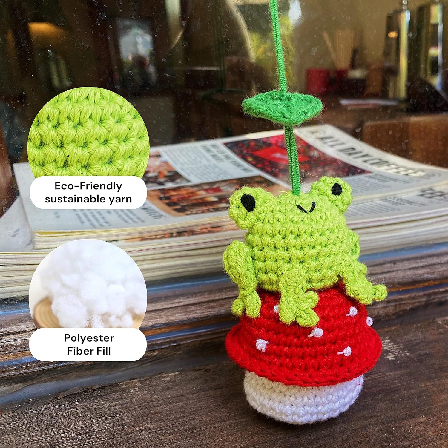 Crochet Frog and Mushroom Ornament — view 4