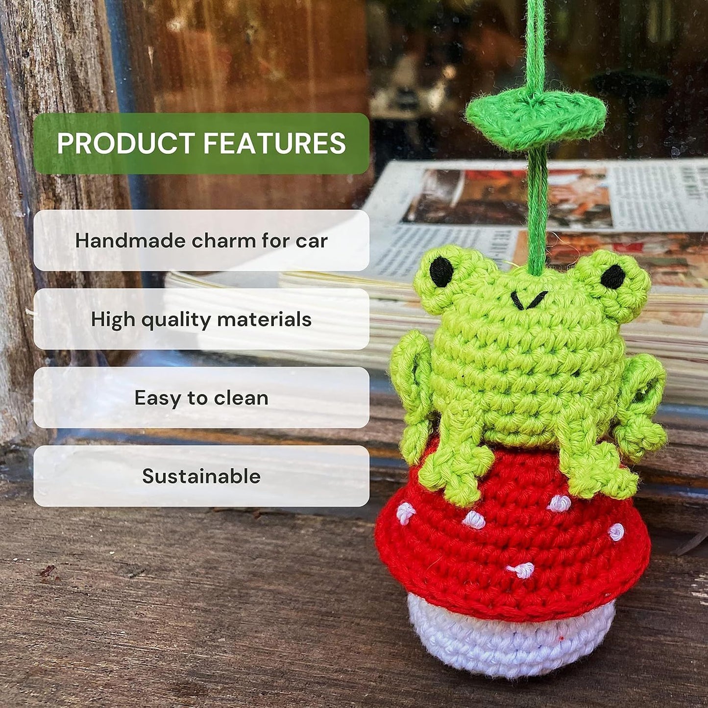 Crochet Frog and Mushroom Ornament — view 5