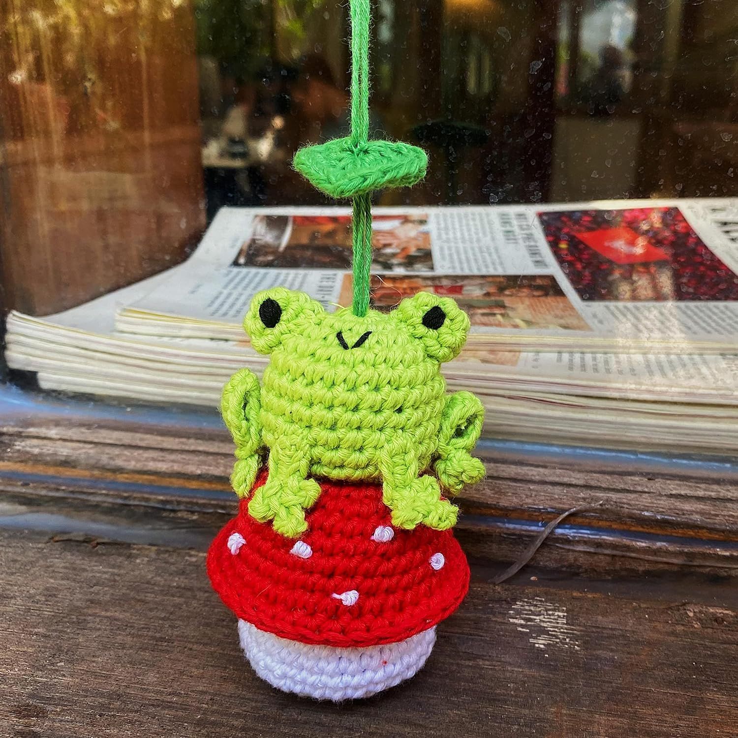 Crochet Frog and Mushroom Ornament — view 6