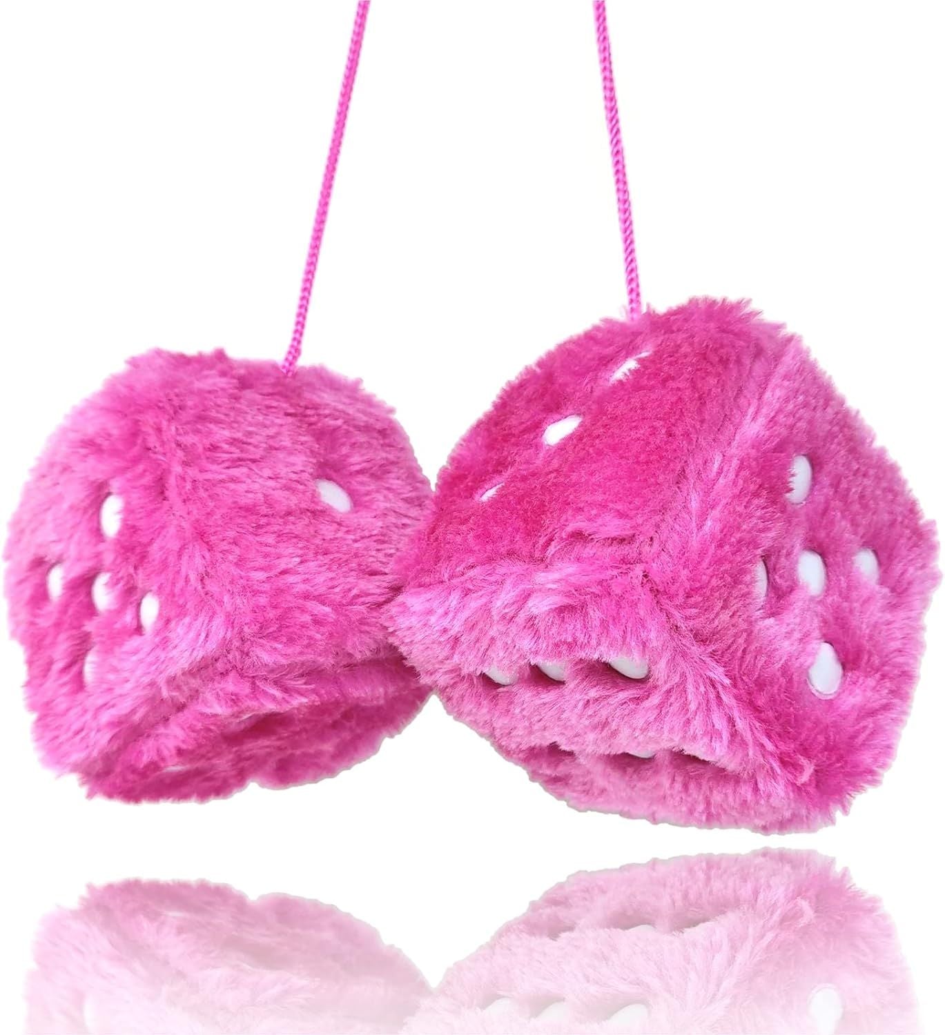 Pair 3in Fuzzy Plush Dice for Car — view 6