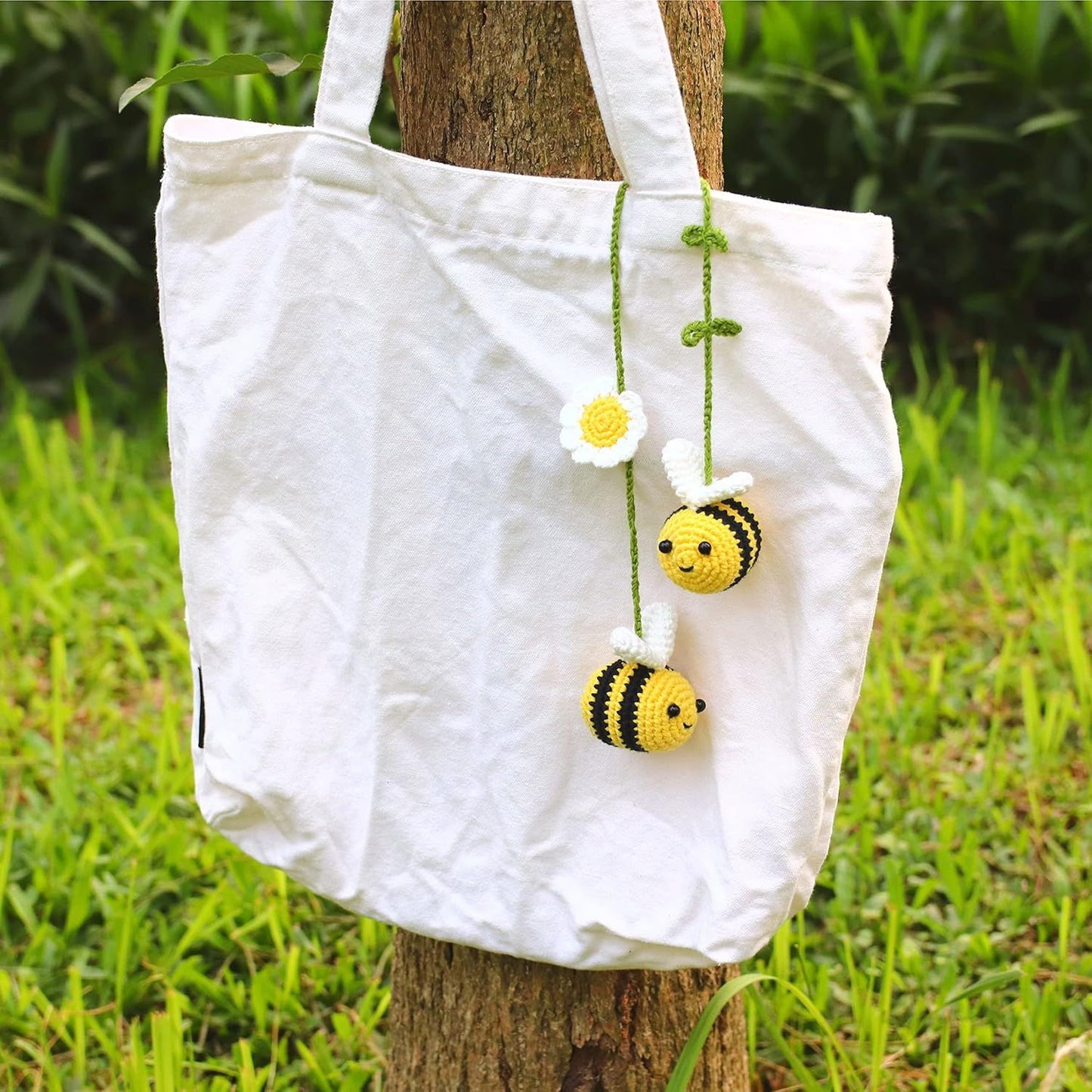 Crochet Bee Car Rear View Mirror Holder — view 8