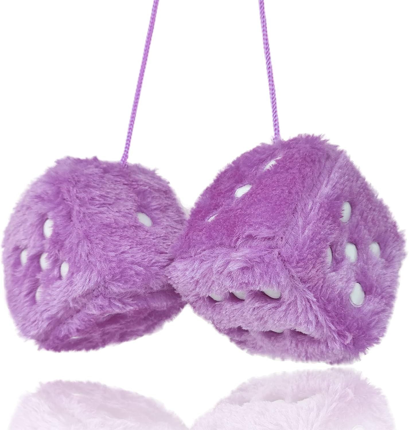 Pair 3in Fuzzy Plush Dice for Car — view 4