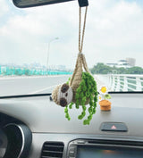 Crochet Sloth Car Rear View Mirror Holder — view 2