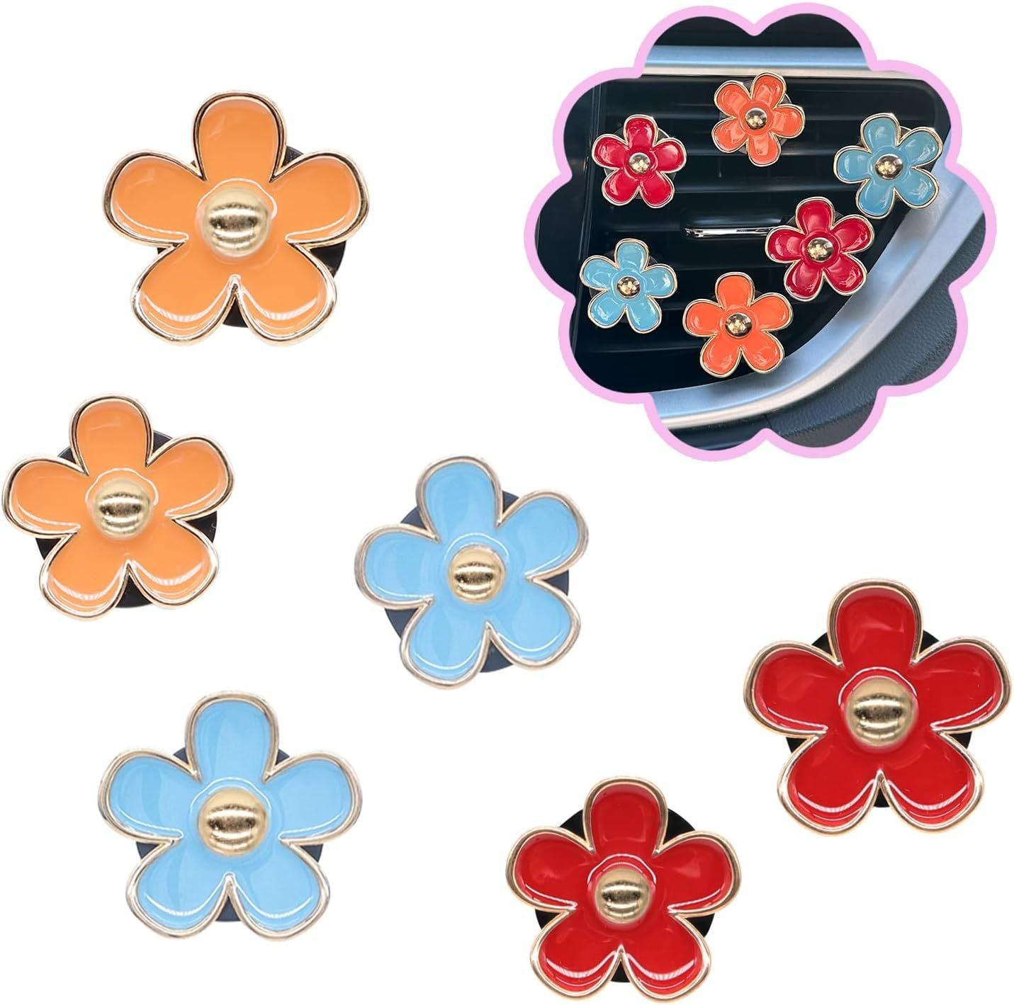 6pcs Flower Air Vent Clips Car Air — view 2