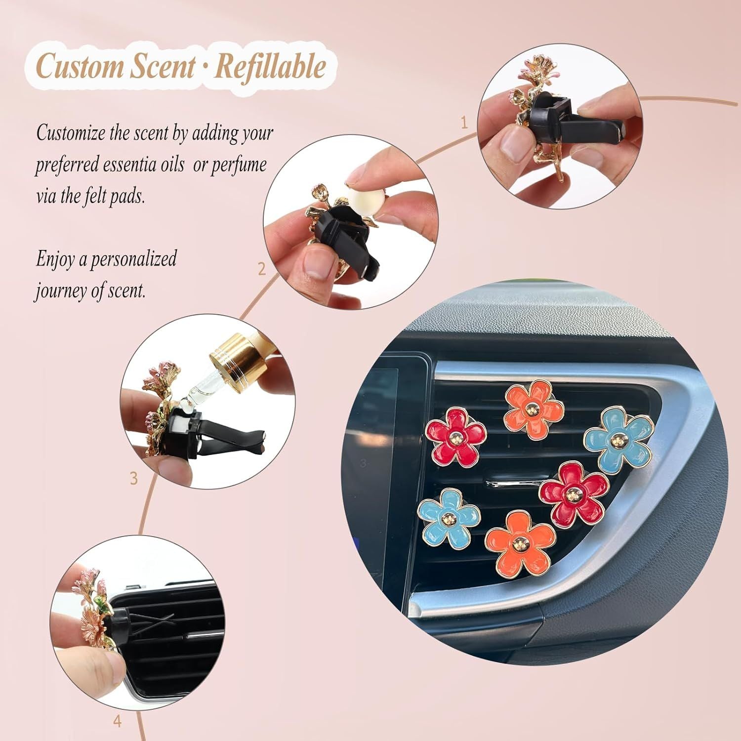 6pcs Flower Air Vent Clips Car Air — view 6