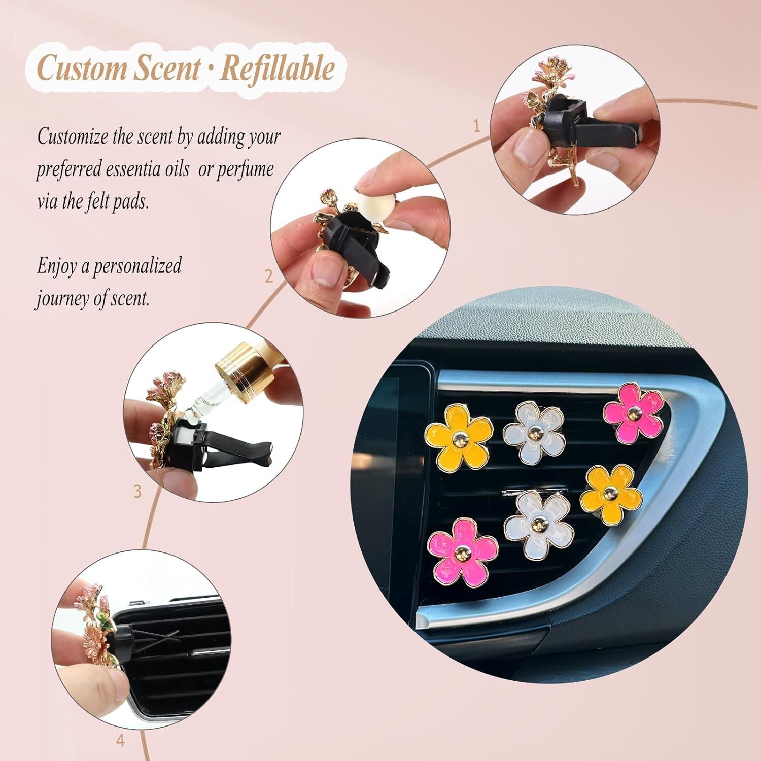 6pcs Flowers Car Air Freshener Vent Clips — view 6