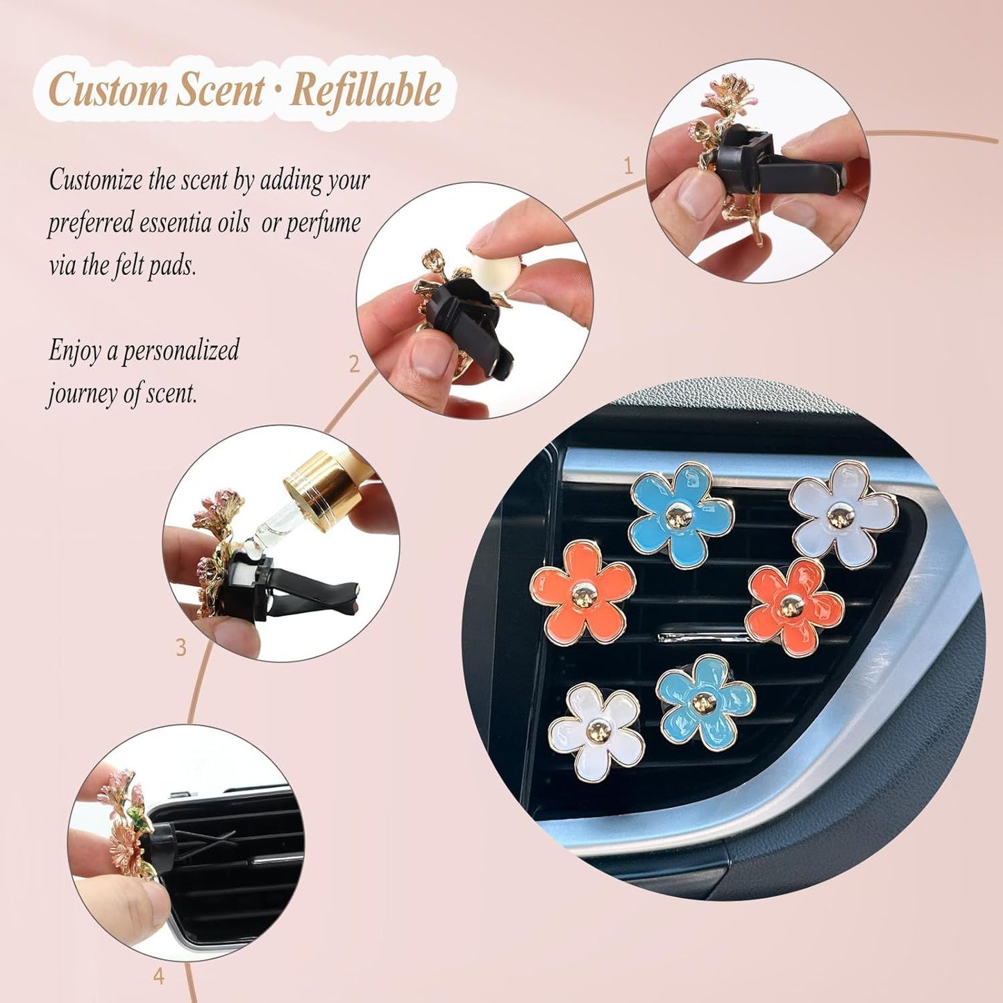 6pcs Flowers Car Air Freshener Vent Clips — view 6