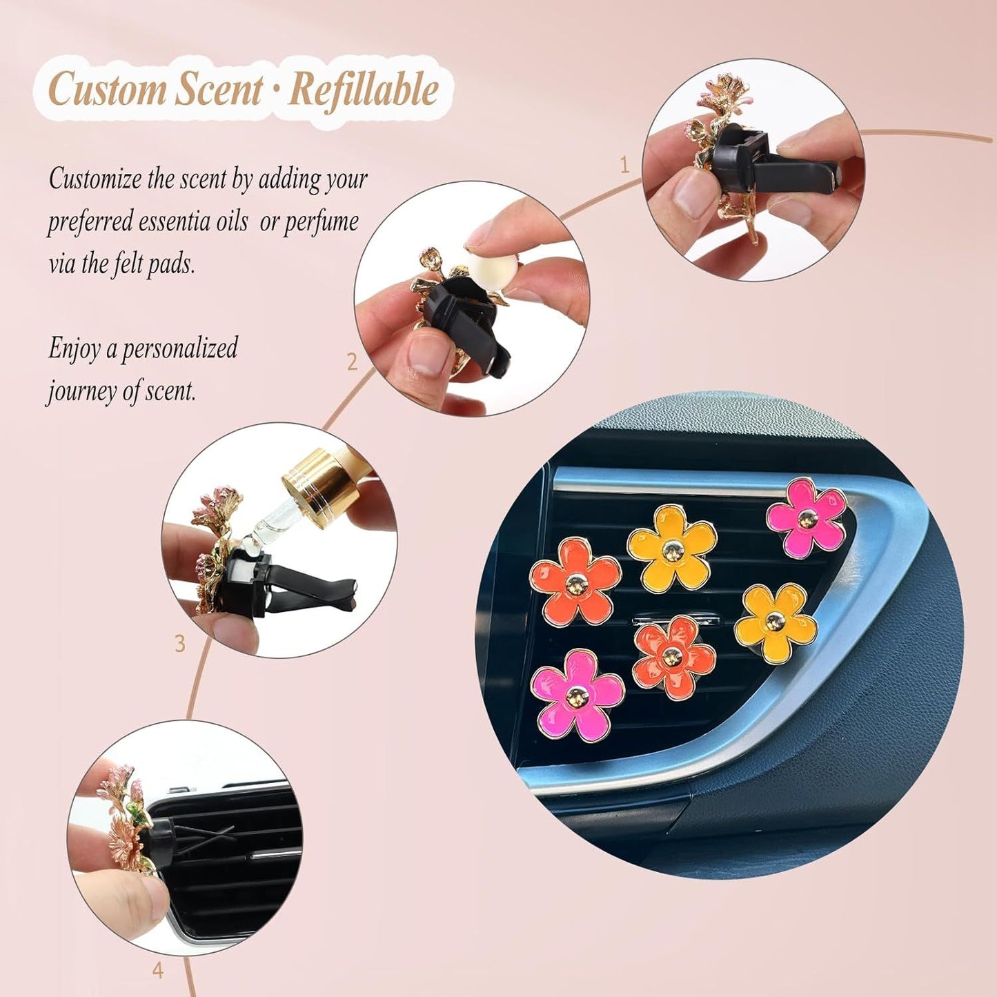 6pcs Flower Air Freshener Vent Clips — view 6