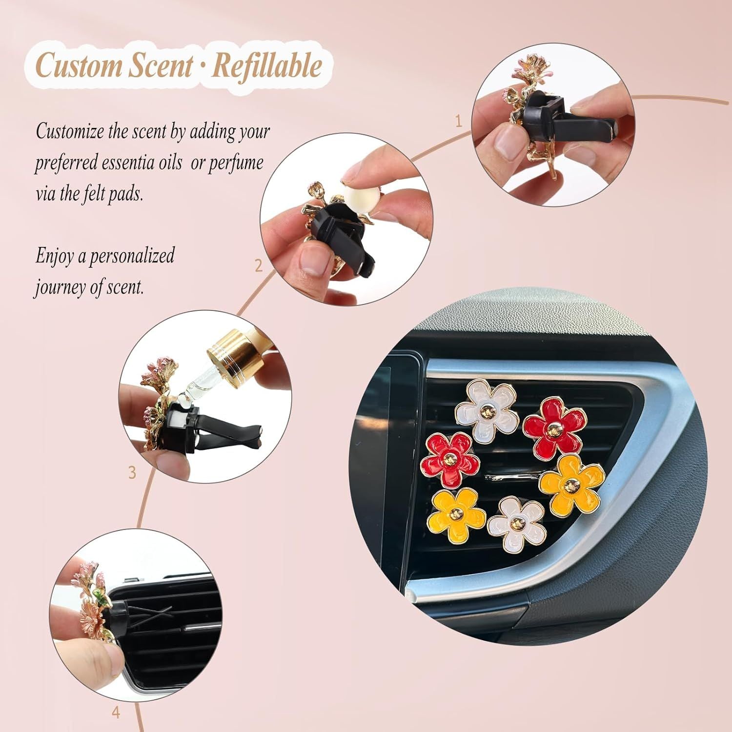6pcs Flower Car Air Freshener Vent Clips — view 6