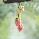 Crochet Strawberry and Flower Car Hanging Ornaments — view 2
