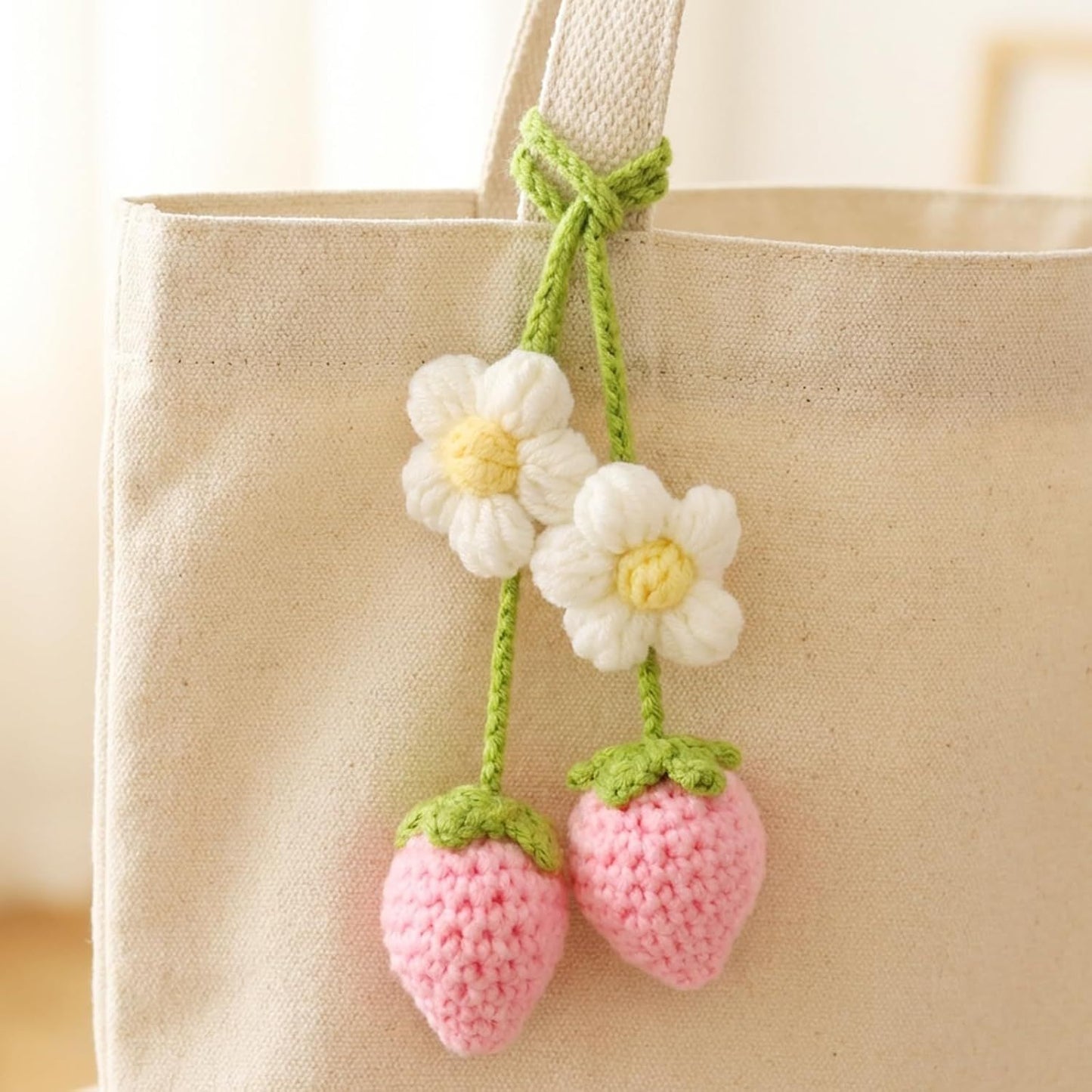 Crochet Strawberry and Flower Car Hanging Ornaments — view 8