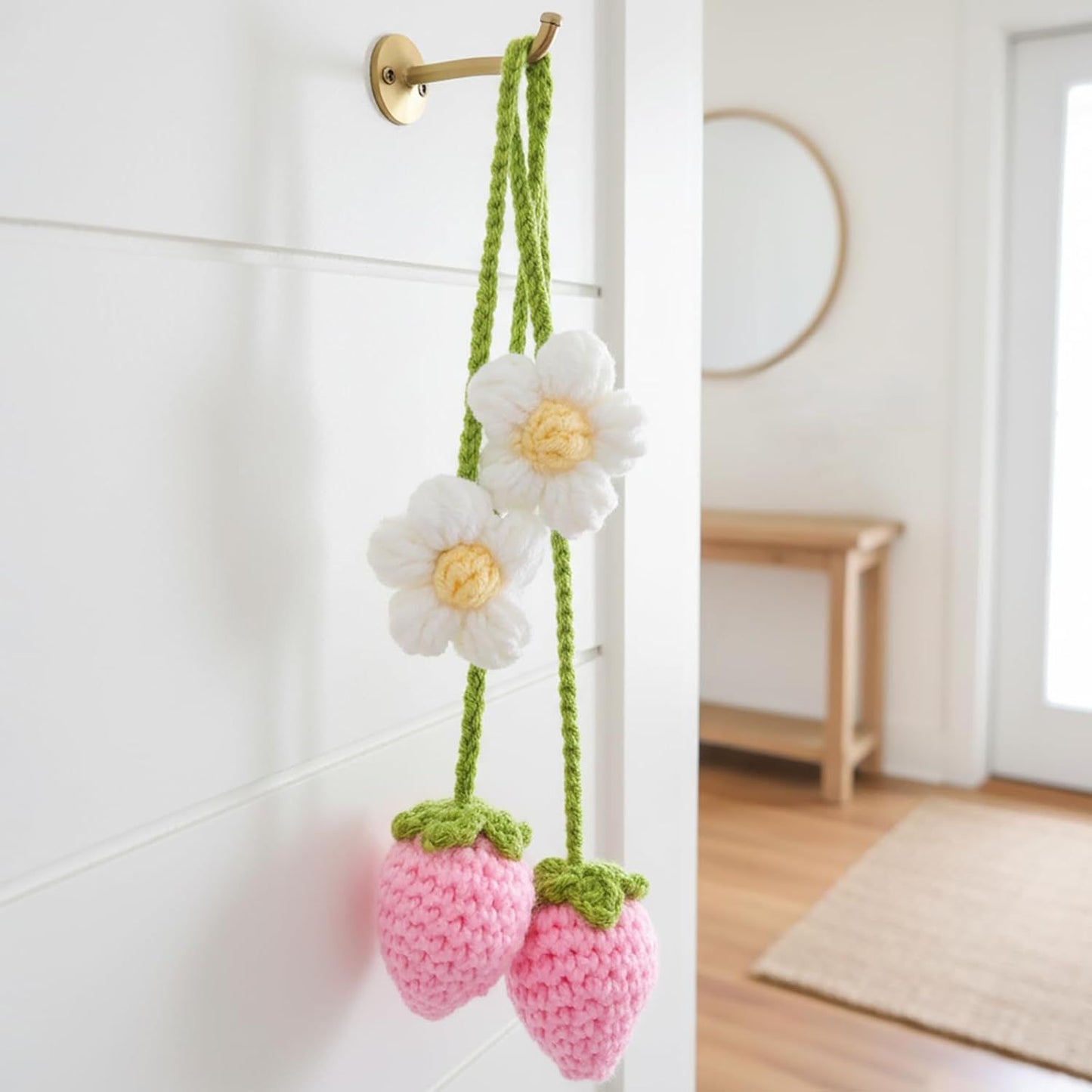 Crochet Strawberry and Flower Car Hanging Ornaments — view 9